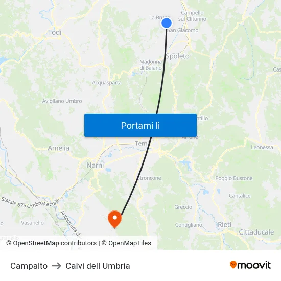 Campalto to Calvi dell Umbria map