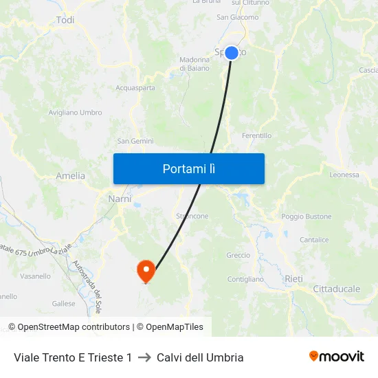 Viale Trento E Trieste 1 to Calvi dell Umbria map