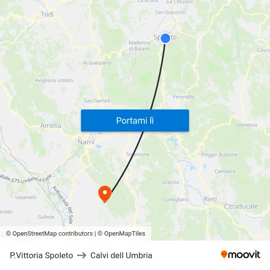 P.Vittoria Spoleto to Calvi dell Umbria map