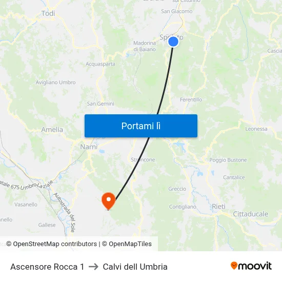 Ascensore Rocca 1 to Calvi dell Umbria map