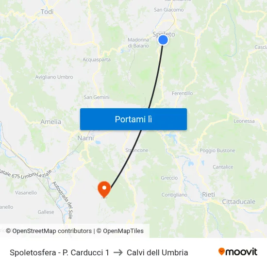 Spoletosfera - P. Carducci 1 to Calvi dell Umbria map