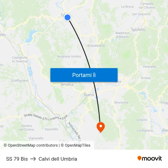 SS 79 Bis to Calvi dell Umbria map