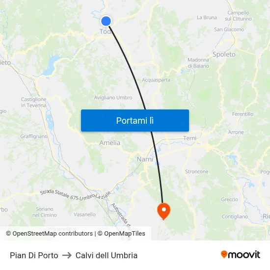 Pian Di Porto to Calvi dell Umbria map