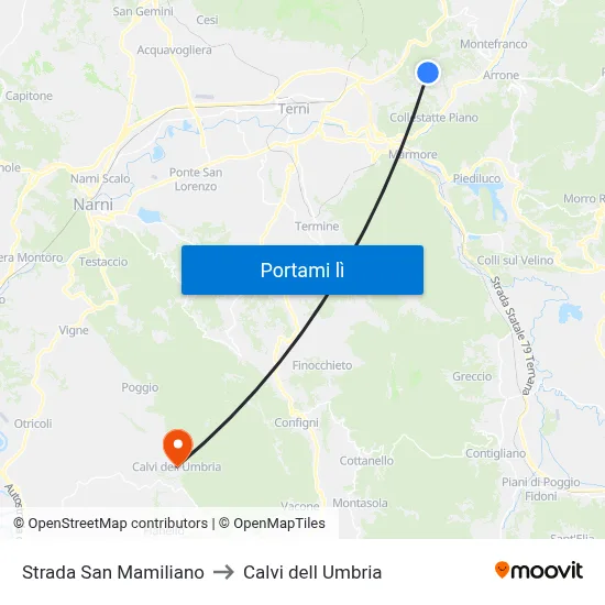 Strada San Mamiliano to Calvi dell Umbria map