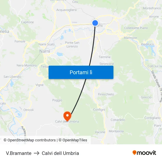 V.Bramante to Calvi dell Umbria map