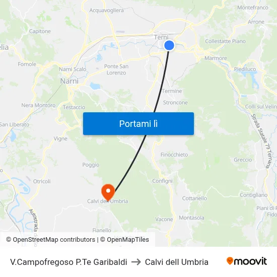 V.Campofregoso P.Te Garibaldi to Calvi dell Umbria map