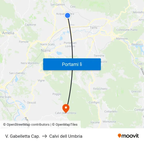 V. Gabelletta Cap. to Calvi dell Umbria map