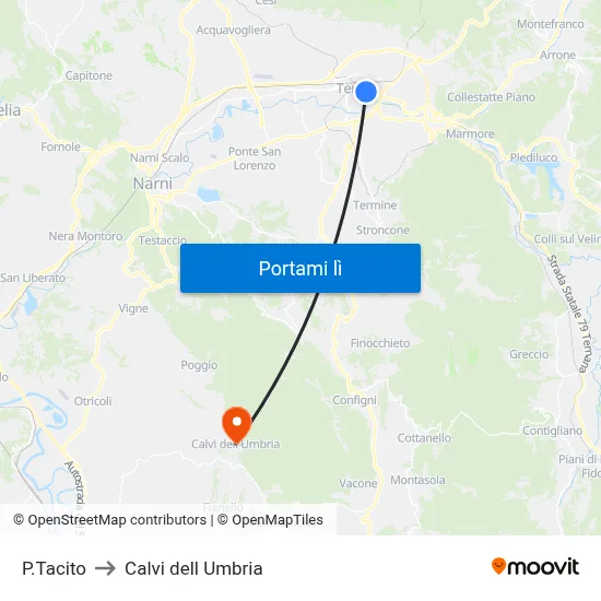 P.Tacito to Calvi dell Umbria map