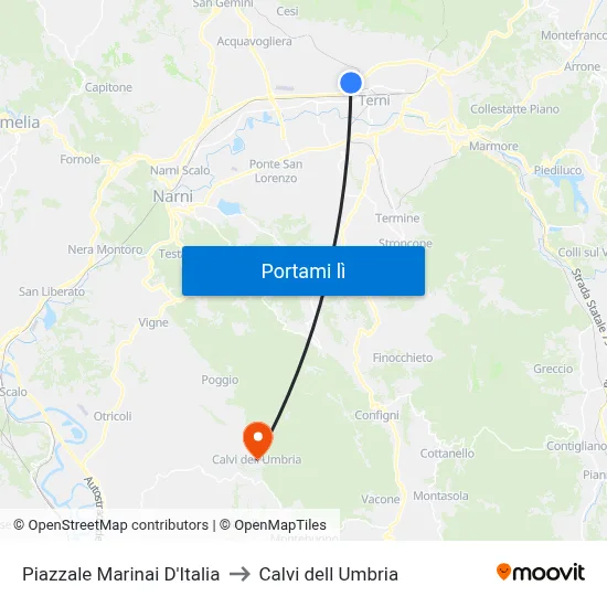 Piazzale Marinai D'Italia to Calvi dell Umbria map