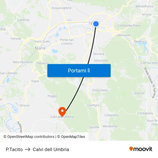 P.Tacito to Calvi dell Umbria map