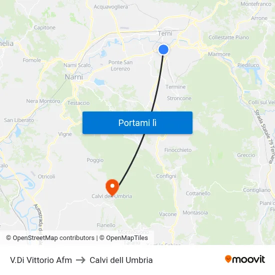 V.Di Vittorio Afm to Calvi dell Umbria map