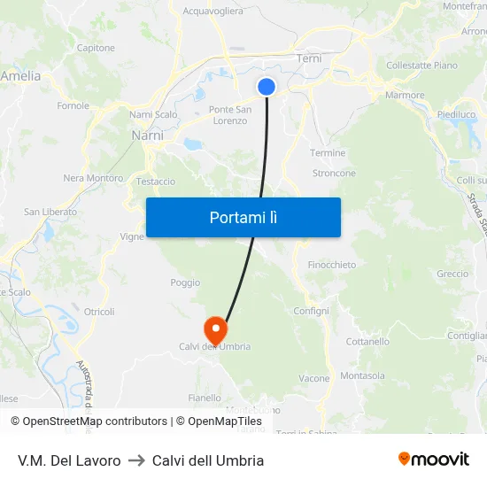 V.M. Del Lavoro to Calvi dell Umbria map