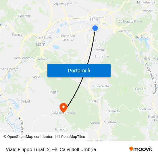 Viale Filippo Turati 2 to Calvi dell Umbria map