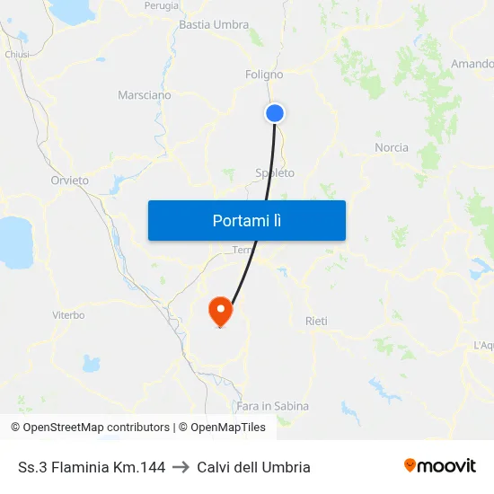 Ss.3 Flaminia Km.144 to Calvi dell Umbria map