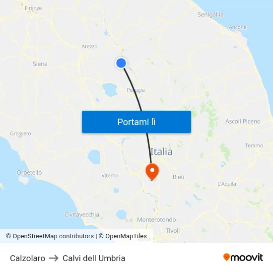 Calzolaro to Calvi dell Umbria map