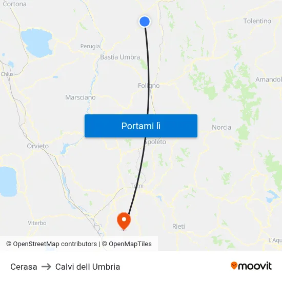 Cerasa to Calvi dell Umbria map