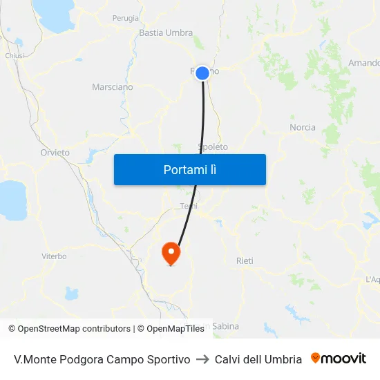 V.Monte Podgora Campo Sportivo to Calvi dell Umbria map