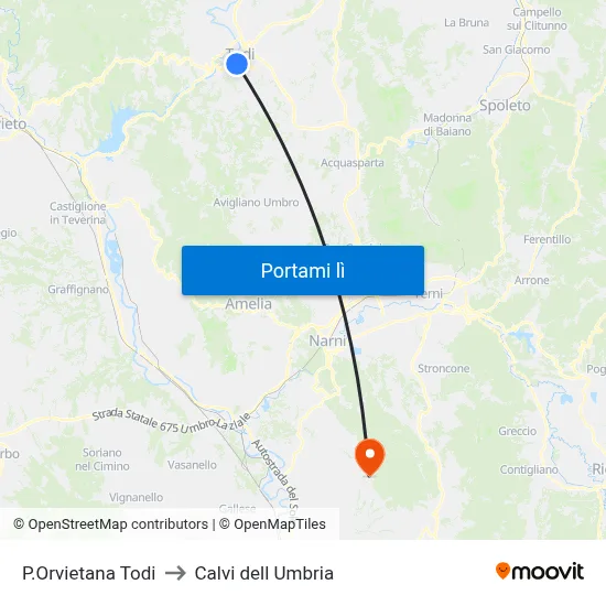 P.Orvietana Todi to Calvi dell Umbria map