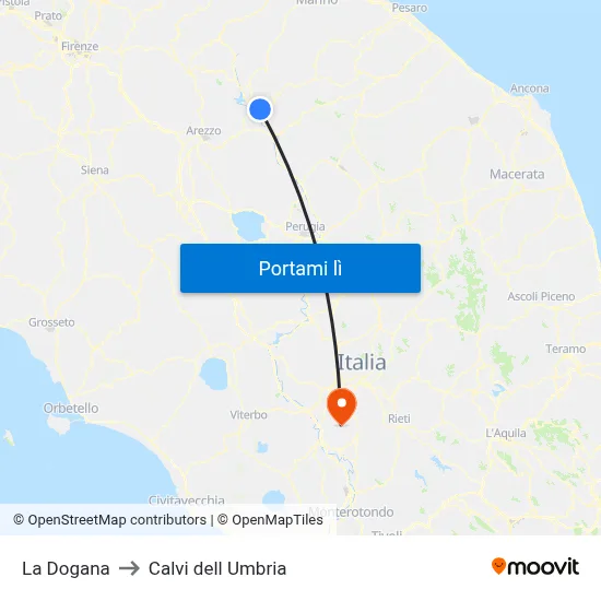 La Dogana to Calvi dell Umbria map