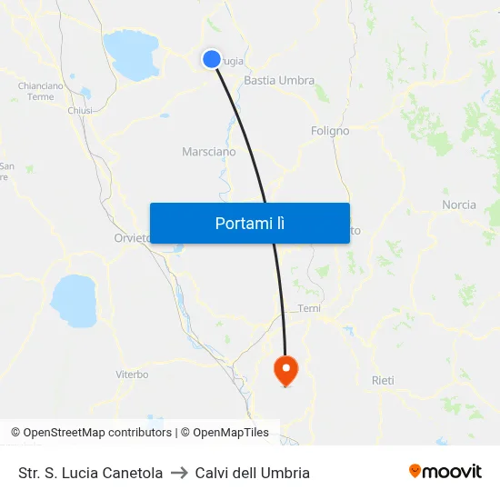 Str. S. Lucia Canetola to Calvi dell Umbria map