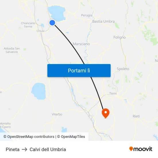 Pineta to Calvi dell Umbria map