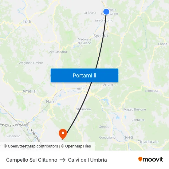 Campello Sul Clitunno to Calvi dell Umbria map