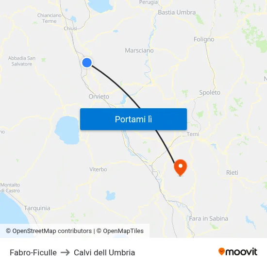 Fabro-Ficulle to Calvi dell Umbria map