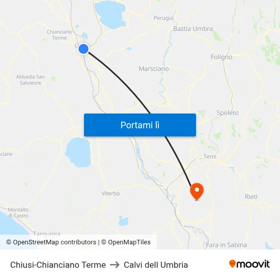 Chiusi-Chianciano Terme to Calvi dell Umbria map