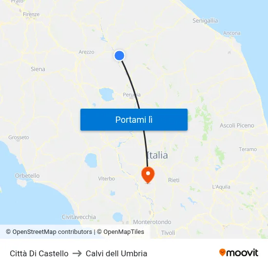 Città Di Castello to Calvi dell Umbria map