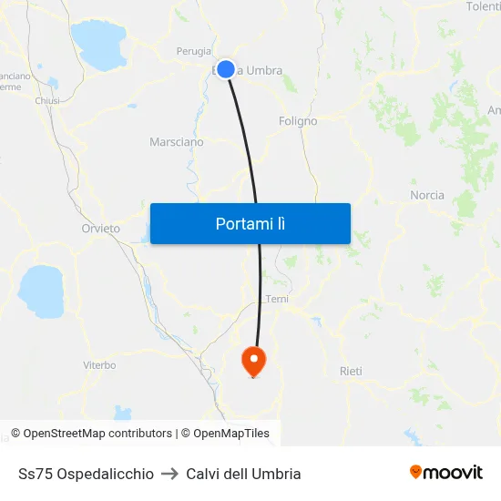 Ss75 Ospedalicchio to Calvi dell Umbria map