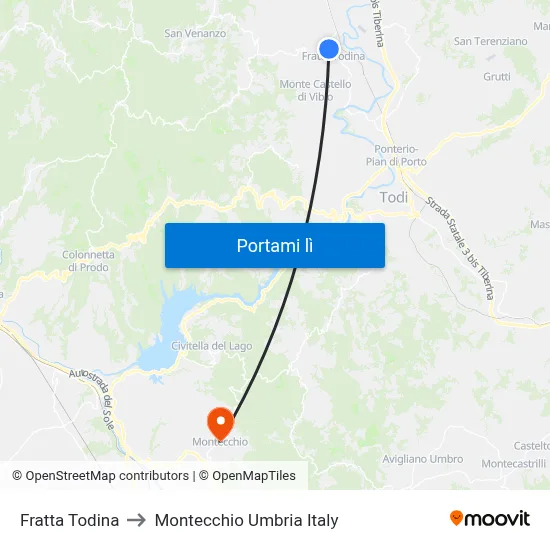 Fratta Todina to Montecchio Umbria Italy map