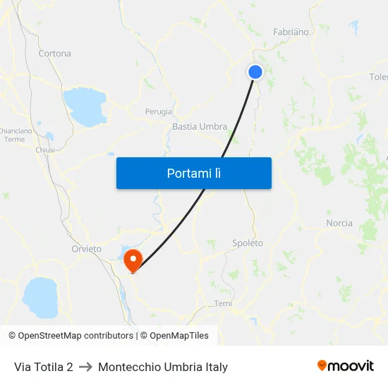 Via Totila 2 to Montecchio Umbria Italy map