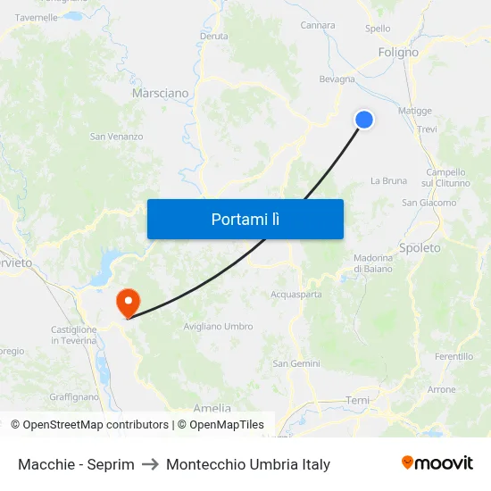 Macchie - Seprim to Montecchio Umbria Italy map