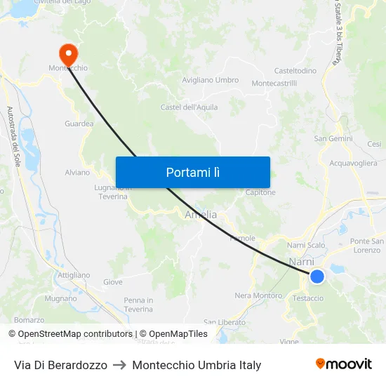 Via Di Berardozzo to Montecchio Umbria Italy map
