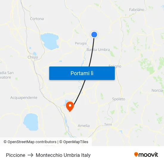 Piccione to Montecchio Umbria Italy map