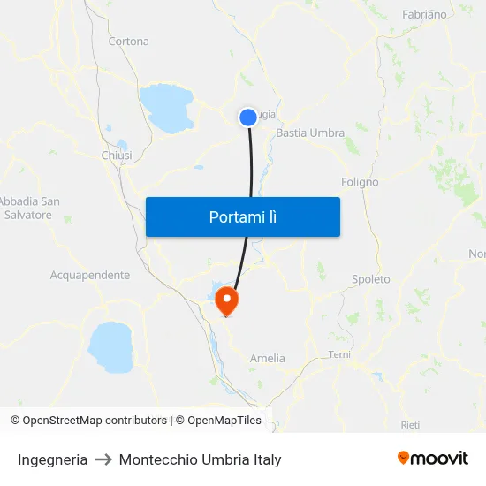 Ingegneria to Montecchio Umbria Italy map