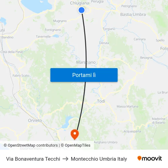 Via Bonaventura Tecchi to Montecchio Umbria Italy map