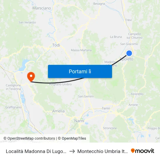 Località Madonna Di Lugo 14 to Montecchio Umbria Italy map