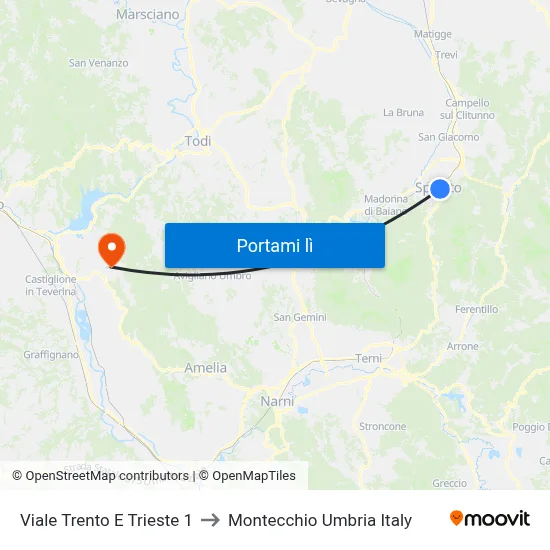 Viale Trento E Trieste 1 to Montecchio Umbria Italy map