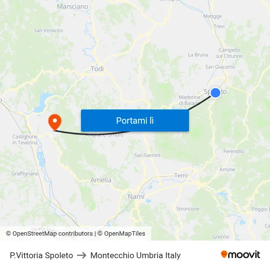 P.Vittoria Spoleto to Montecchio Umbria Italy map