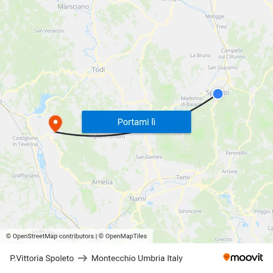 P.Vittoria Spoleto to Montecchio Umbria Italy map