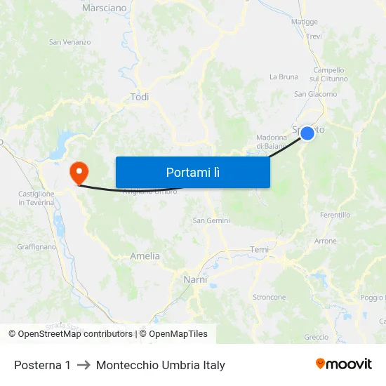 Posterna 1 to Montecchio Umbria Italy map