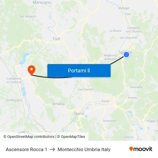 Ascensore Rocca 1 to Montecchio Umbria Italy map