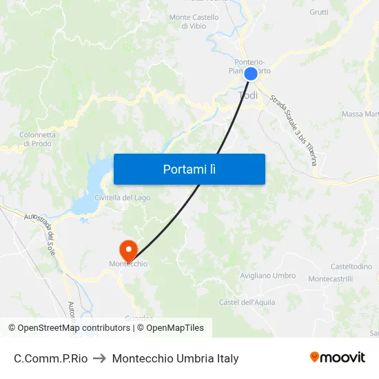C.Comm.P.Rio to Montecchio Umbria Italy map