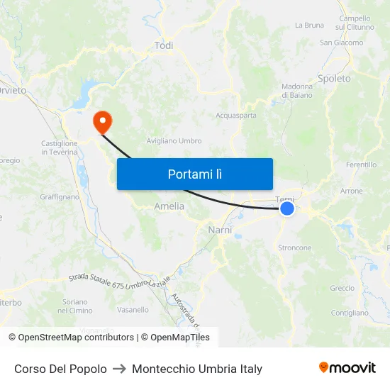 Corso Del Popolo to Montecchio Umbria Italy map