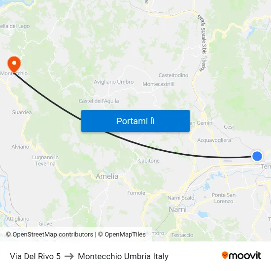 Via Del Rivo 5 to Montecchio Umbria Italy map