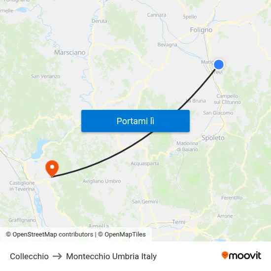 Collecchio to Montecchio Umbria Italy map