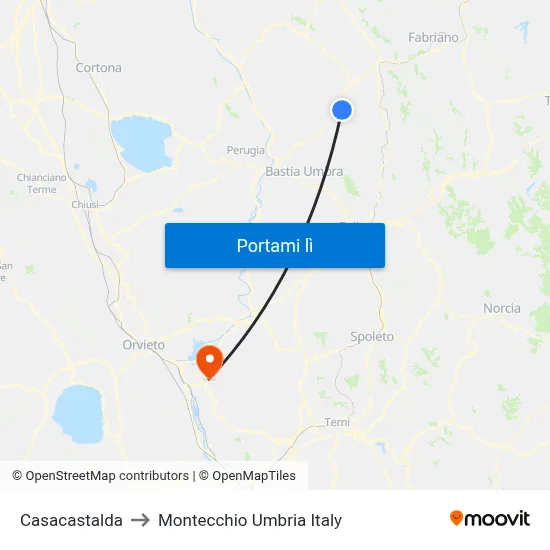 Casacastalda to Montecchio Umbria Italy map