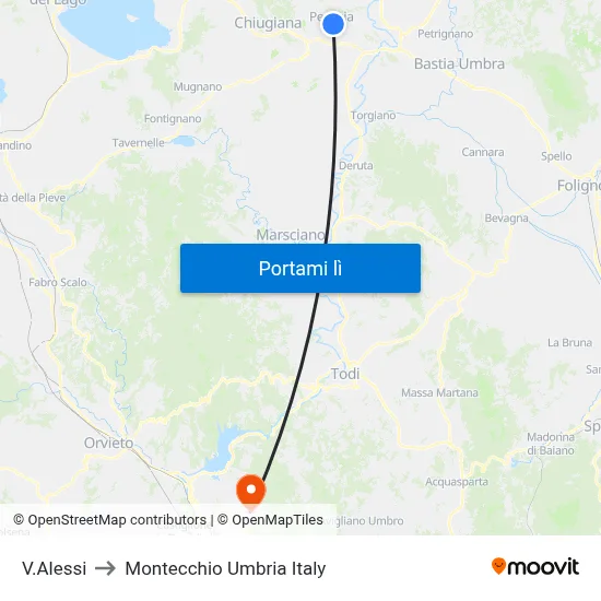 V.Alessi to Montecchio Umbria Italy map