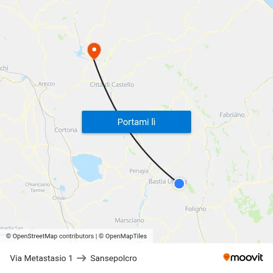 Via Metastasio 1 to Sansepolcro map